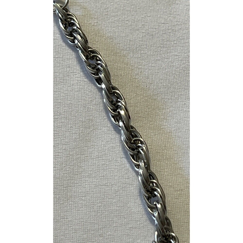 LOFT VINTAGE CHUNKY Double Chain Clear Acrylic Bead Necklace Silver Tone 18” - Picture 9 of 10